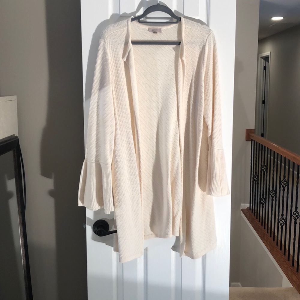 Loft outlet large bell sleeve ivory cardigan